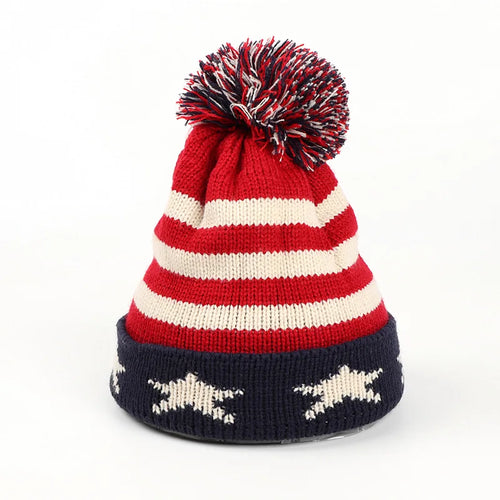 1pc Winter  Knit Warm Beanie Hat for Men Women British American Flag Printed,suitable for Outdoor Ski Sport Hiking Windproof Cap